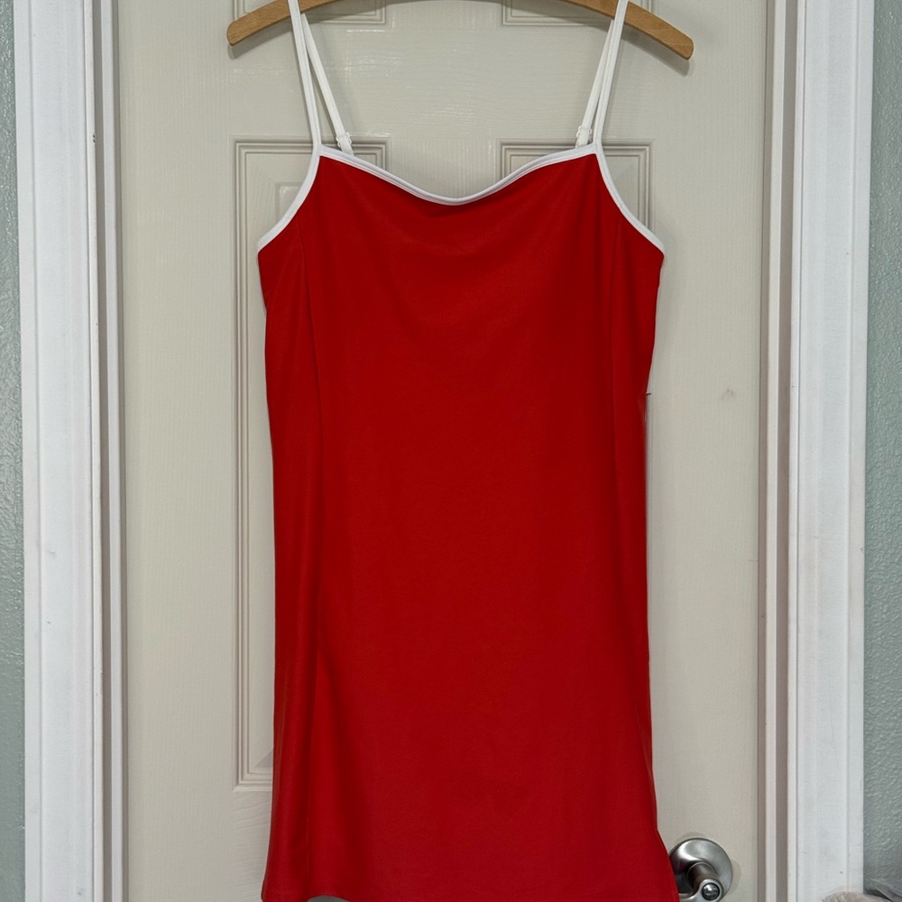 Old Navy Red Mini Slip Dress with White Trim - Picture 2 of 7